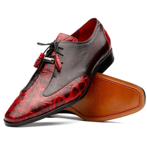 marco_di_milano_anzio_all_1.webp Clearance Marco di Milano Anzio Alligator & Calfskin Derby Black Cherry BlackCherry