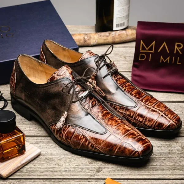 Best Marco di Milano Anzio Alligator & Calfskin Derby Orix Brown OrixBrown