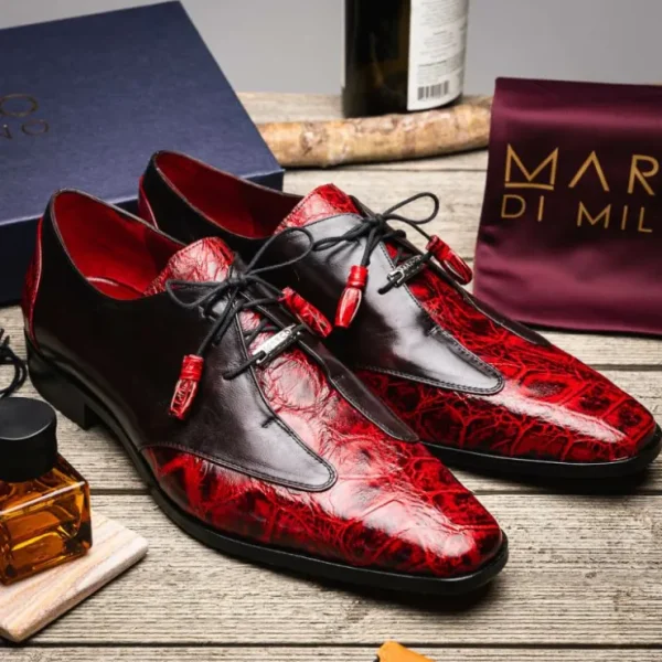 marco_di_milano_anzio_all_4.webp Clearance Marco di Milano Anzio Alligator & Calfskin Derby Black Cherry BlackCherry