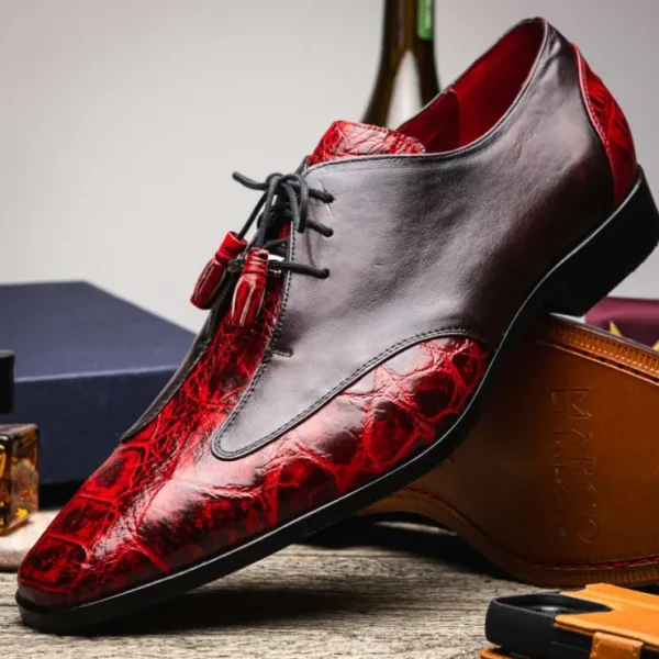 marco_di_milano_anzio_all_6.webp Clearance Marco di Milano Anzio Alligator & Calfskin Derby Black Cherry BlackCherry