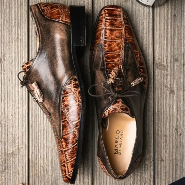 Best Marco di Milano Anzio Alligator & Calfskin Derby Orix Brown OrixBrown