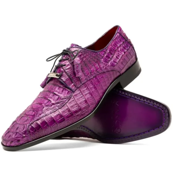 New Marco di Milano Apricena Caiman Crocodile Derby Purple