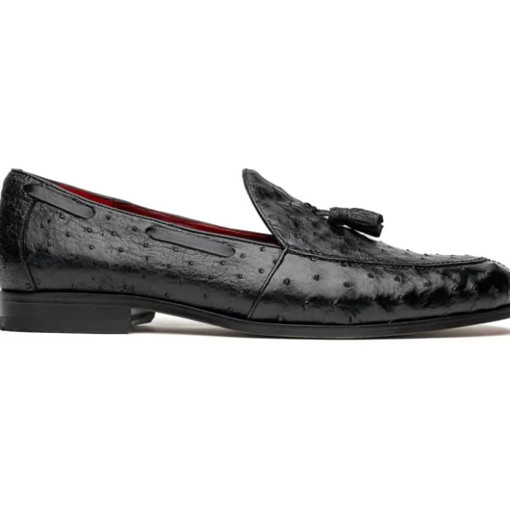 New Marco di Milano Aubiere Ostrich Quill Tassel Loafers Black