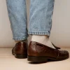 Outlet Marco di Milano Aubiere Ostrich Quill Tassel Loafers Brown
