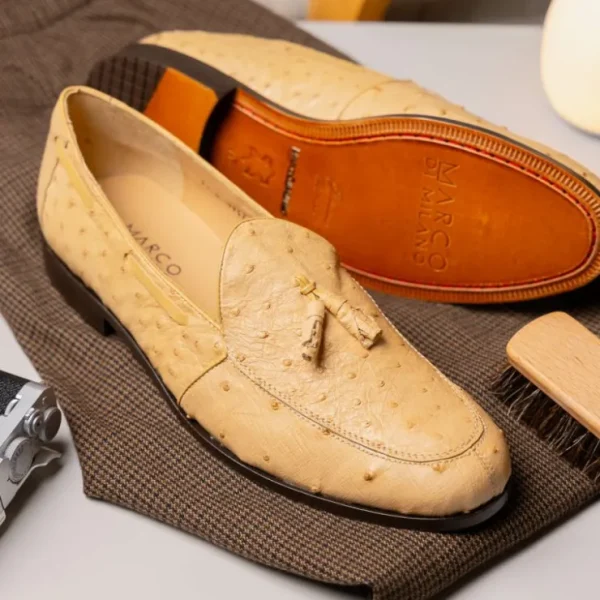 New Marco di Milano Aubiere Ostrich Quill Tassel Loafers Orix