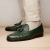 New Marco di Milano Aubiere Ostrich Quill Tassel Loafers Forest Green ForestGreen