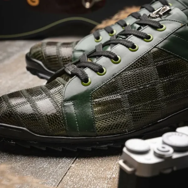 Hot Marco di Milano Bari Lizard Patchwork Sneakers Green