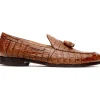 Discount Marco di Milano Bianchi Caiman Crocodile Tassel Loafers Cognac