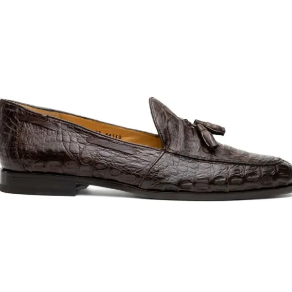 Cheap Marco di Milano Bianchi Caiman Crocodile Tassel Loafers Brown