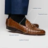 Discount Marco di Milano Bianchi Caiman Crocodile Tassel Loafers Cognac