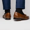 Discount Marco di Milano Bianchi Caiman Crocodile Tassel Loafers Cognac