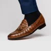 Discount Marco di Milano Bianchi Caiman Crocodile Tassel Loafers Cognac