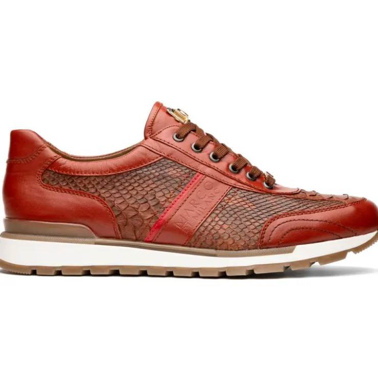 Fashion Marco di Milano Brescia Python & Calfskin Sneakers Antique Cognac AntiqueCognac