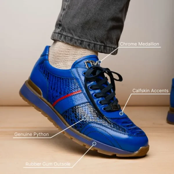 Fashion Marco di Milano Brescia Python & Calfskin Sneakers Electric Blue ElectricBlue