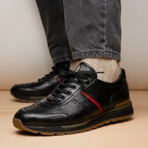 Sale Marco di Milano Brescia Python & Calfskin Sneakers Black