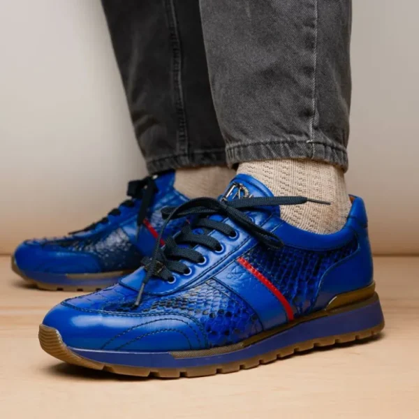 Fashion Marco di Milano Brescia Python & Calfskin Sneakers Electric Blue ElectricBlue