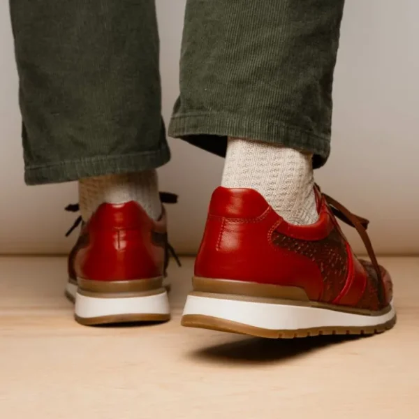Fashion Marco di Milano Brescia Python & Calfskin Sneakers Antique Cognac AntiqueCognac