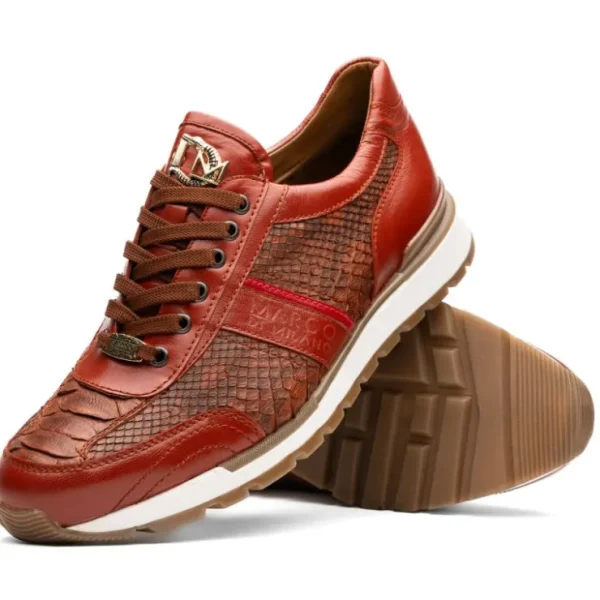 Fashion Marco di Milano Brescia Python & Calfskin Sneakers Antique Cognac AntiqueCognac