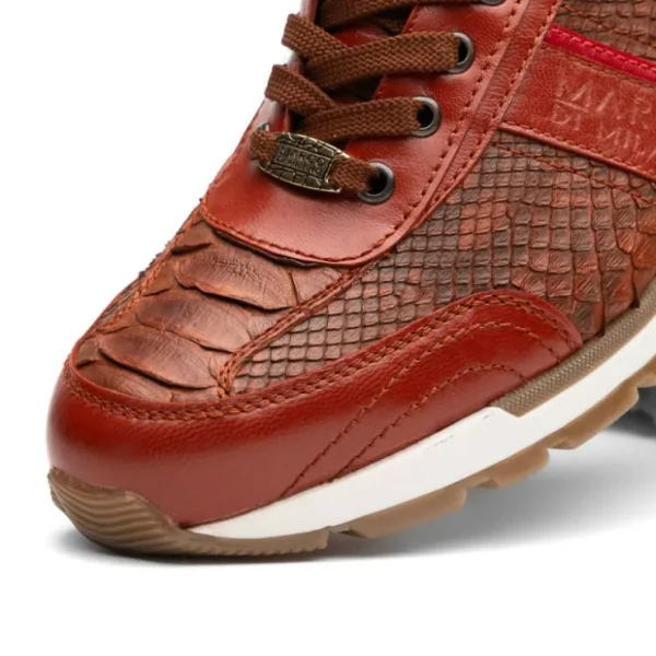 Fashion Marco di Milano Brescia Python & Calfskin Sneakers Antique Cognac AntiqueCognac