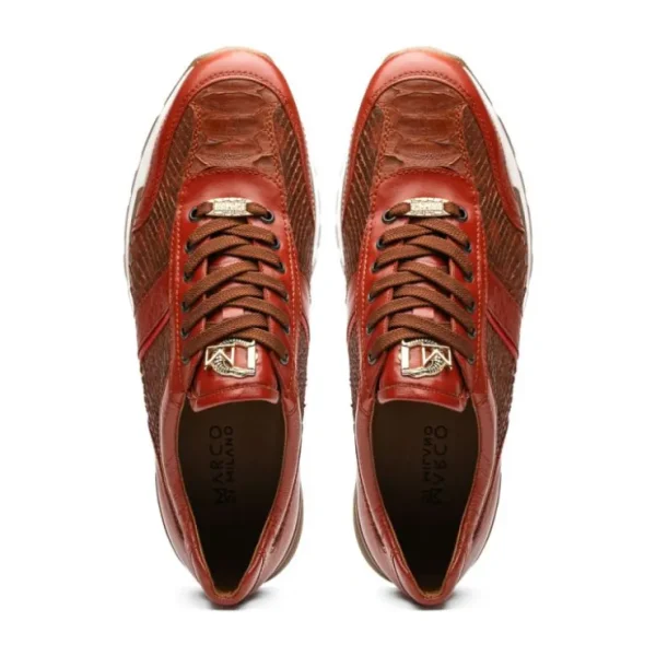 Fashion Marco di Milano Brescia Python & Calfskin Sneakers Antique Cognac AntiqueCognac