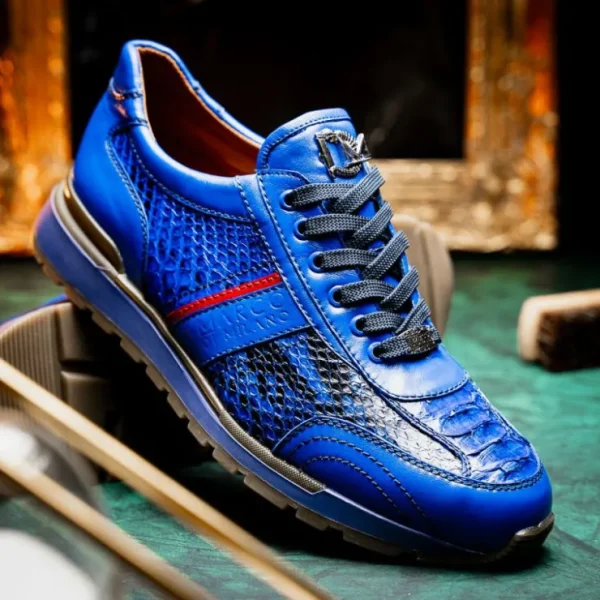 Fashion Marco di Milano Brescia Python & Calfskin Sneakers Electric Blue ElectricBlue