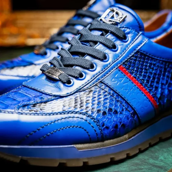 Fashion Marco di Milano Brescia Python & Calfskin Sneakers Electric Blue ElectricBlue