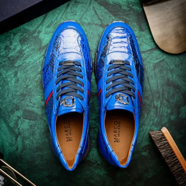 Fashion Marco di Milano Brescia Python & Calfskin Sneakers Electric Blue ElectricBlue