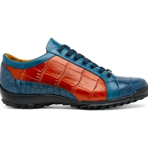 Best Sale Marco di Milano Cairo Alligator Sneakers Blue Jean / Honey