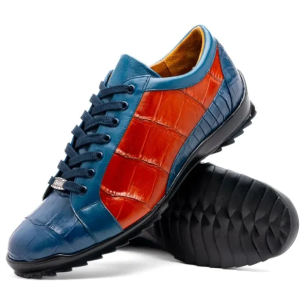 Best Sale Marco di Milano Cairo Alligator Sneakers Blue Jean / Honey