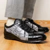 Sale Marco di Milano Cairo Alligator Sneakers Black / Newspaper