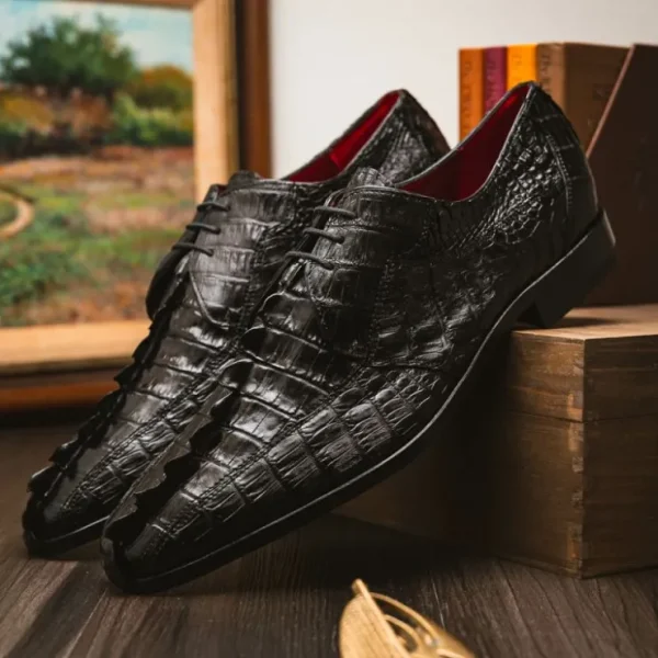 Hot Marco di Milano Cancun Caiman Crocodile Derby Black