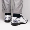 Best Marco di Milano Caribe Caiman Crocodile Derby White / Newspaper