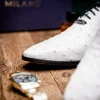 Hot Mezlan Marco Di Milano Criss Ostrich Quill Dress Oxfords White
