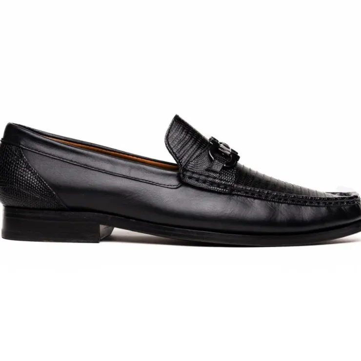 Outlet Marco di Milano Enzo Lizard Bit Loafers Black