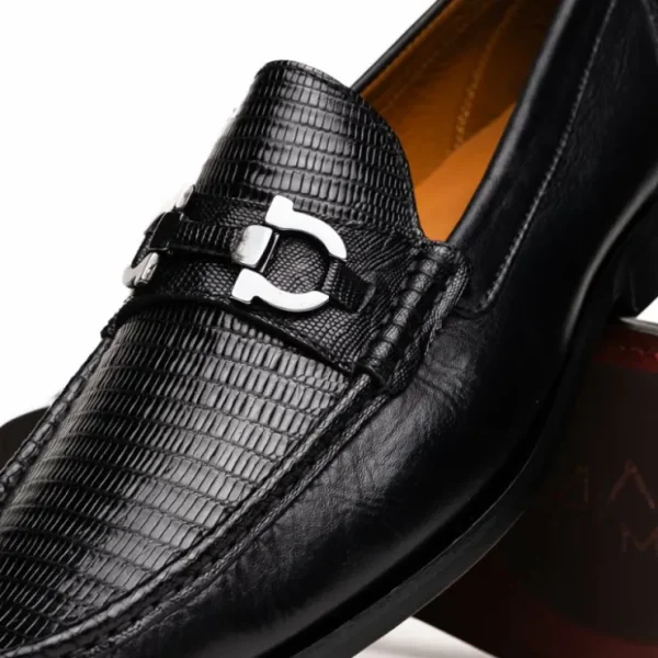 Outlet Marco di Milano Enzo Lizard Bit Loafers Black