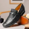 New Marco di Milano Fabro Caiman Crocodile Bit Loafers Grey