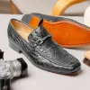 New Marco di Milano Fabro Caiman Crocodile Bit Loafers Grey