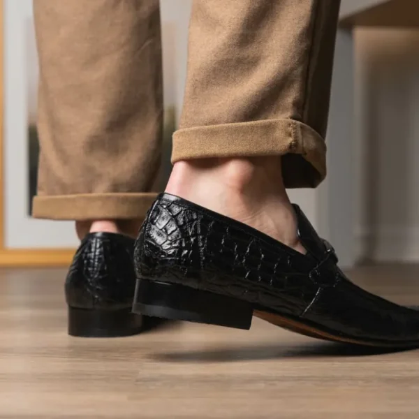 Online Marco di Milano Fabro Caiman Crocodile Bit Loafers Black