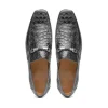 New Marco di Milano Fabro Caiman Crocodile Bit Loafers Grey