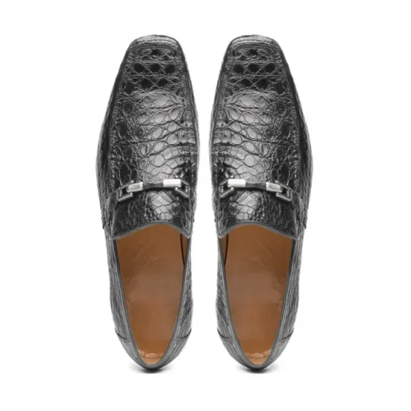 New Marco di Milano Fabro Caiman Crocodile Bit Loafers Grey