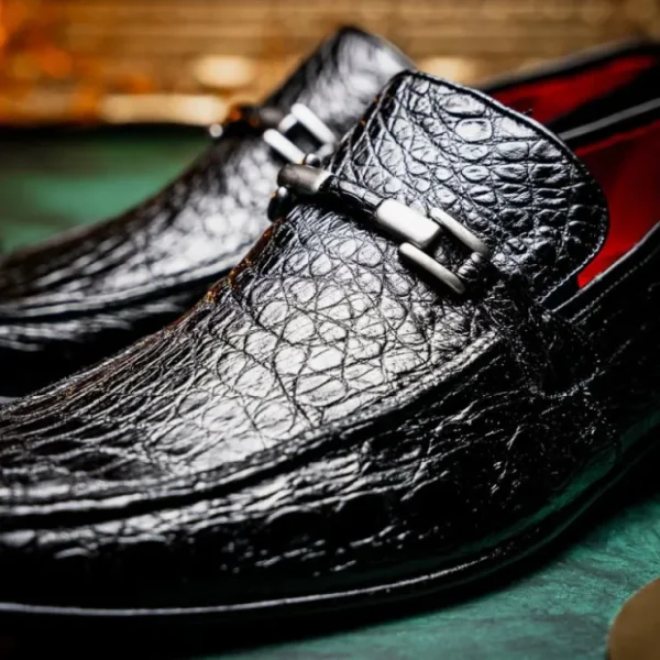 Online Marco di Milano Fabro Caiman Crocodile Bit Loafers Black