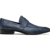 Best Marco di Milano Fangio Ostrich Penny Loafers Denim Blue DenimBlue