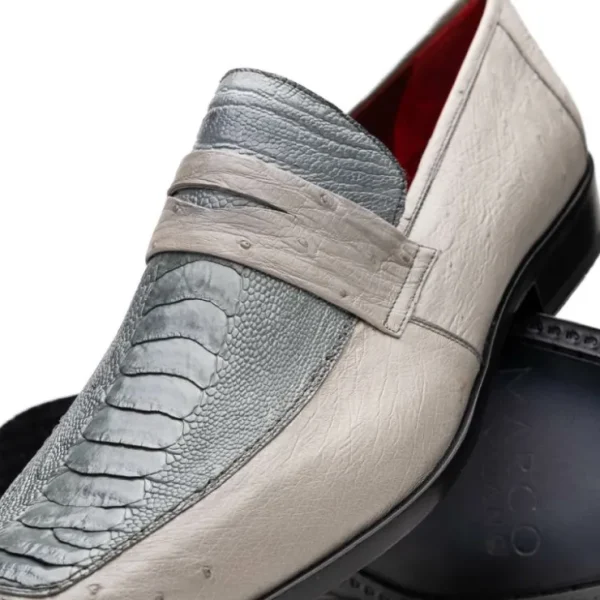 Fashion Marco di Milano Fangio Ostrich Penny Loafers Grey