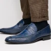 Best Marco di Milano Fangio Ostrich Penny Loafers Denim Blue DenimBlue