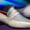 Fashion Marco di Milano Fangio Ostrich Penny Loafers Grey