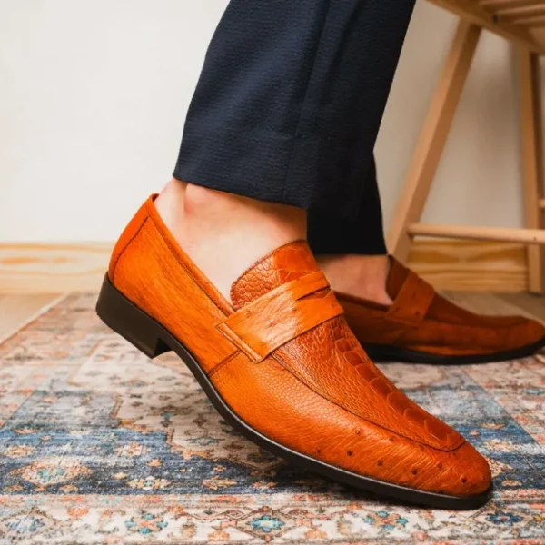 Best Marco di Milano Fangio Ostrich Penny Loafer Cognac