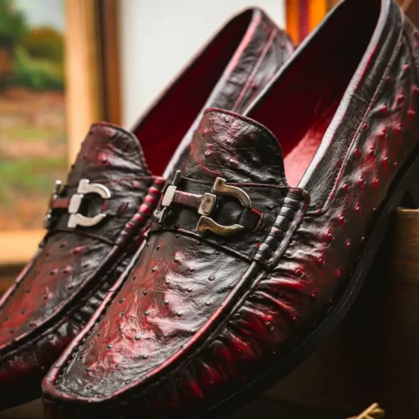 Fashion Marco di Milano Ferrioni Ostrich Bit Loafer Black Cherry BlackCherry