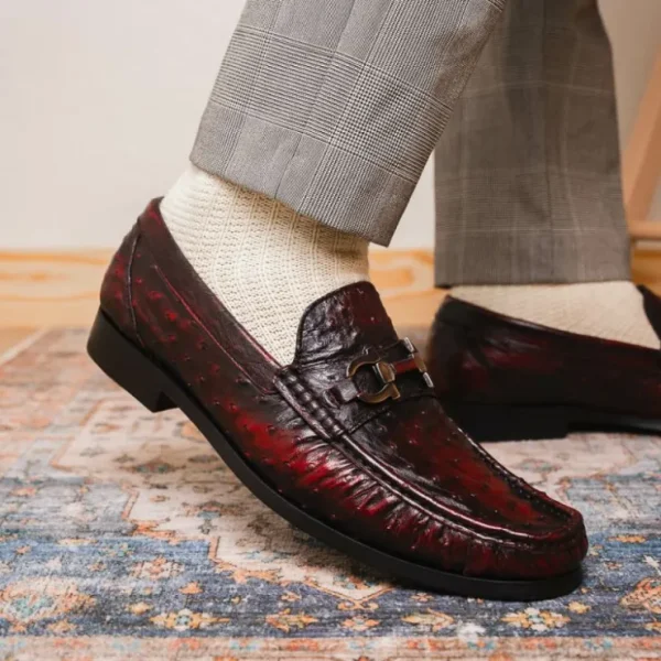 Fashion Marco di Milano Ferrioni Ostrich Bit Loafer Black Cherry BlackCherry