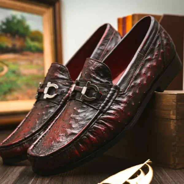 Fashion Marco di Milano Ferrioni Ostrich Bit Loafer Black Cherry BlackCherry