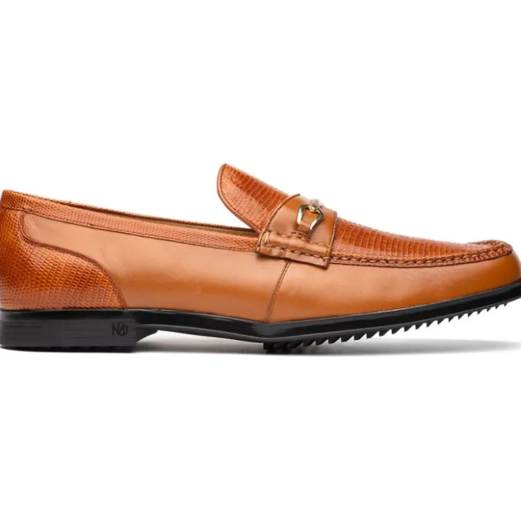 Cheap Marco di Milano Hugo Lizard & Calfskin Bit Loafers Honey